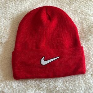 Unisex Nike Red Beanie with Fur Interior